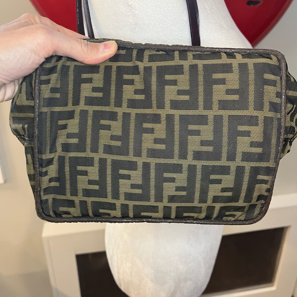 FENDI Zucca auth canvas mini tote shoulder bag, leather handles, silver logos - Picture 8 of 17